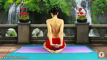 Play Day 14 of gpp challenge with julia v earth. muscles stretching and press training in easy variant.